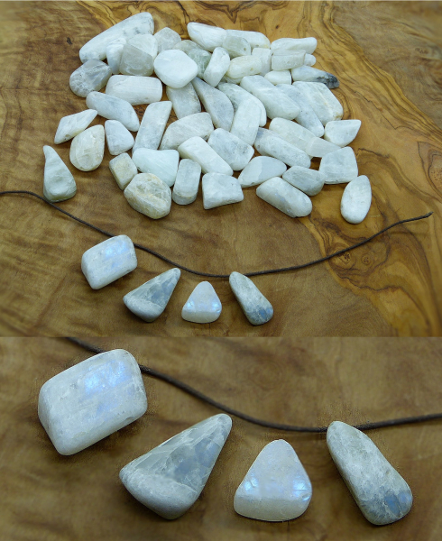 Mondstein, Tansania, Blauschimmer, gebohrt